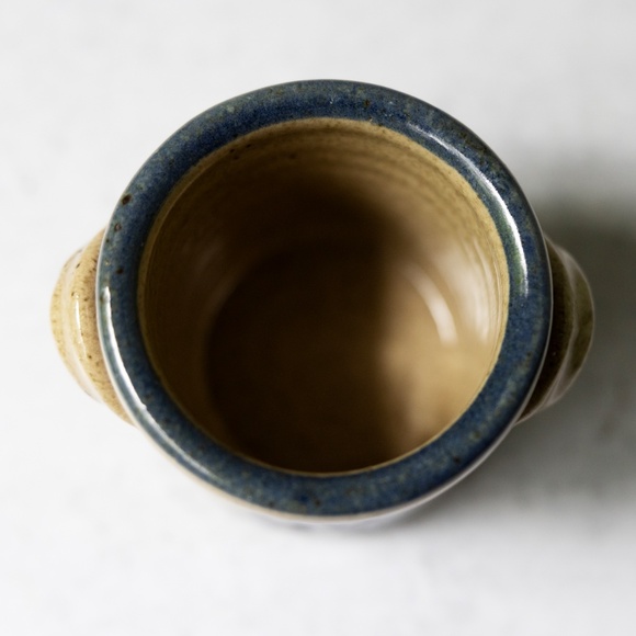 Mahon Pottery vintage blue tan country pineapple mini small crock - Picture 4 of 7